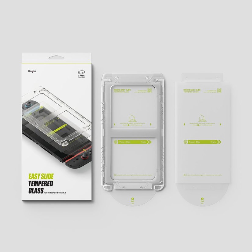 2ks v balení, set ochranných skiel Ringke Easy Slide 2-Pack Nintendo Switch 2 Clear