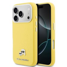 Karl Lagerfeld PU Karl and Choupette Heads Pins MagSafe zadný kryt pre iPhone 17 Pro Max Yellow