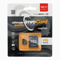 Pamäťová karta Imro Memory Card Microsd 32Gb 100Mb/S Class 10 Uhs I With Adapter Sd