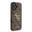 Guess PU 4G Metal Logo Strap zadný kryt pre iPhone 16 Brown