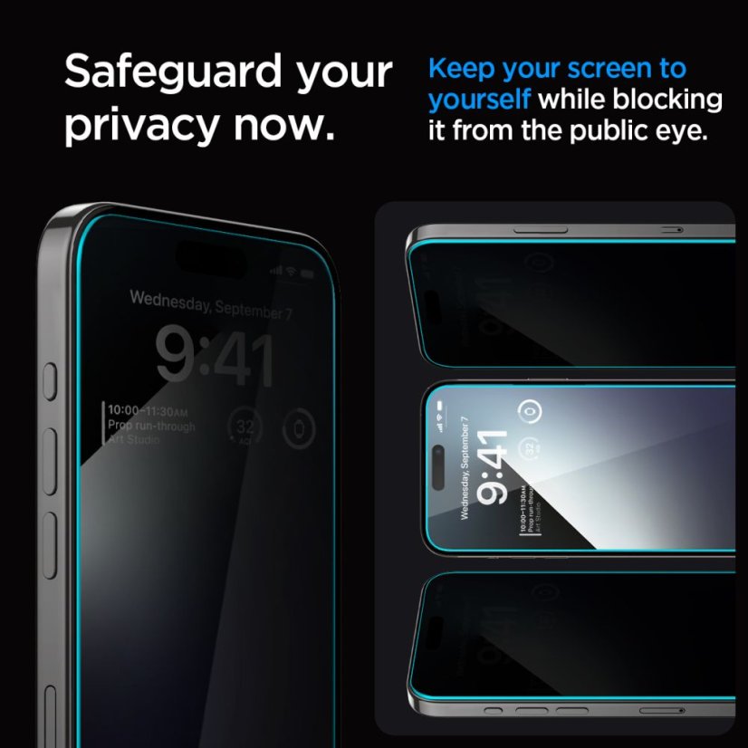 2ks v balení, set ochranných skiel Spigen Glas.Tr ”Ez Fit” 2-Pack iPhone 15 Plus / 16 Plus Privacy