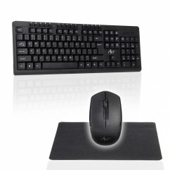 Podložka Art Wireless Computer Set Keyboard Qwerty + Mouse + Mousepad 2,4G Ak-48A Black