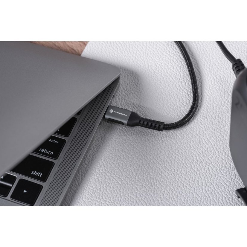 Kábel Cable USB C to USB C Forcell F-Energy Qc4.0 Pd 5A 240W Cafule 1,2 M C263 Black