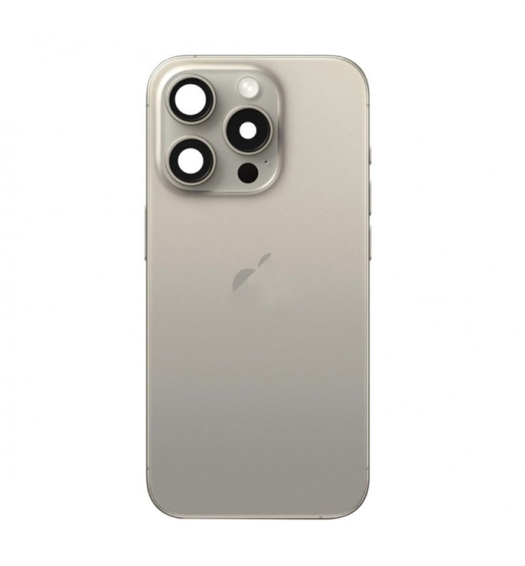 Apple iPhone 15 Pro - Zadný housing s predinštalovanými dielmi s predinštalovanými dielmi (Natural Titanium)