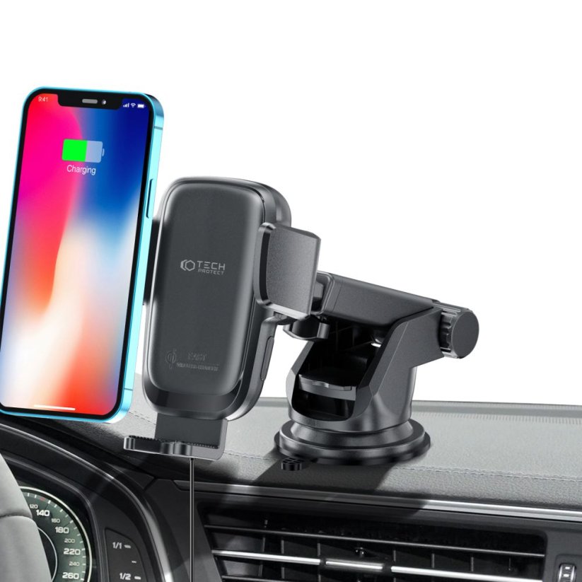 Držiak do auta Tech-Protect X05 Dashboard Car Mount Wireless Charger 15W Black