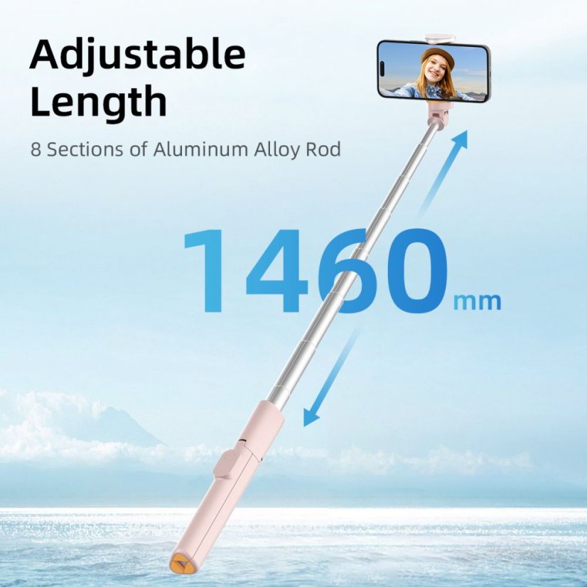 Selfie tyč Tech-Protect L09S Bluetooth Selfie Stick Tripod Pink