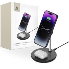 Bezdrôtová nabíjačka Tech-Protect Qi15W-A21 2v1 Magnetic Magsafe Wireless Charger Black