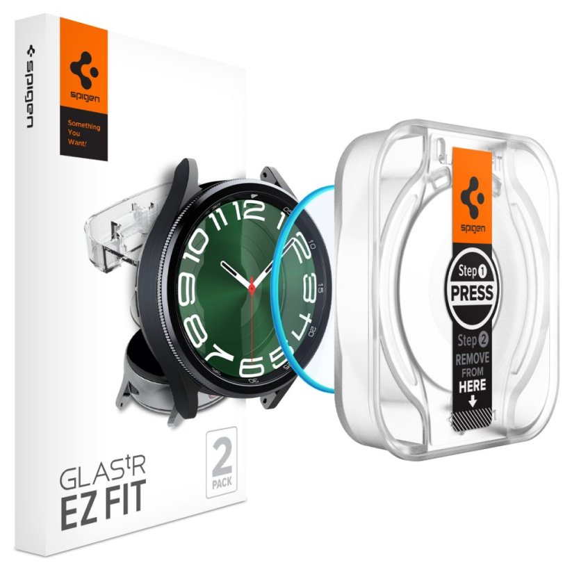 Ochranné tvrdené sklo Spigen Glas.Tr ”Ez-Fit” 2-Pack Samsung Galaxy Watch 6 Classic (47 mm) Clear