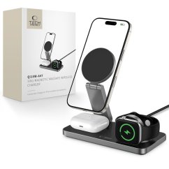 Bezdrôtová nabíjačka Tech-Protect Qi15W-A47 3v1 Magnetic Magsafe Wireless Charger Black