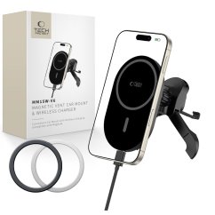 Držiak do auta Tech-Protect mm15W-V6 Magnetic Magsafe Stable Vent Car Mount Wireless Charger 15W Black/Black