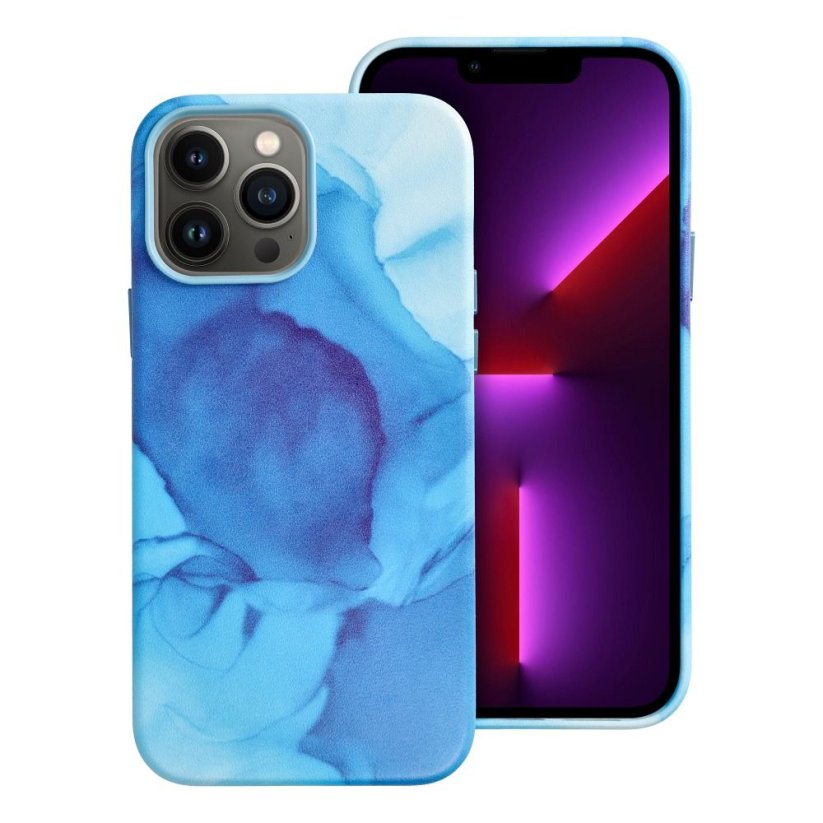 Kryt Leather Mag Cover Case iPhone 13 Pro Max Blue Splash