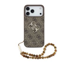 Guess PU 4G Metal Logo fém pánt tok iPhone 17 Pro Max barna színű tokhoz