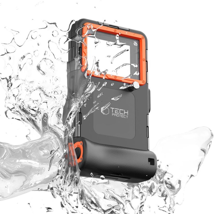 Vodeodolné púzdro Tech-Protect Ipx8 Universal Diving Waterproof Case Black/Orange