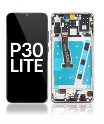 LCD displej + dotyková plocha Huawei P30 Lite, s rámom - čierny, 48MPX verzia (MAR-LX1A, MAR-L21A)