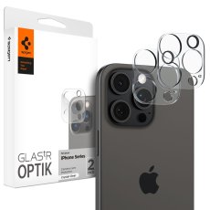 Ochranné sklo zadnej kamery 2ks v balení, set ochranných skiel zadnej kamery Spigen Optik.Tr Camera Protector 2-Pack iPhone 14 Pro / Max / 15 Pro / Max / 16 Pro / Max Crystal Clear