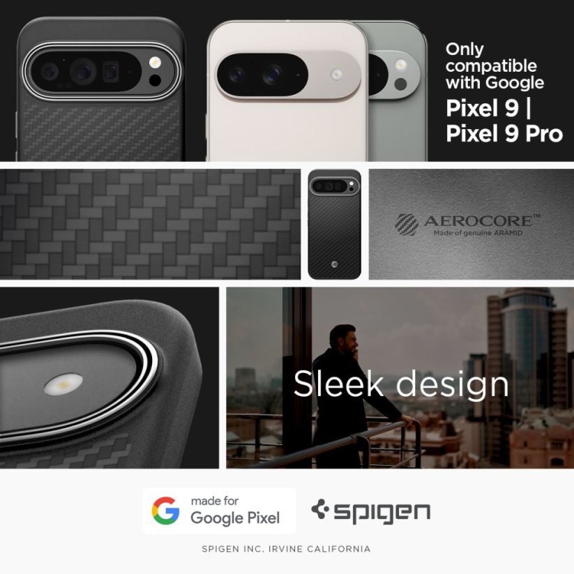 Kryt Spigen Enzo Aramid Google Pixel 9 Pro Xl Matte Black