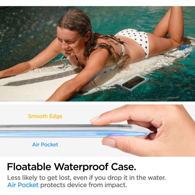 Vodeodolné púzdro Spigen A610 Universal Waterproof Floating Case Crystal Clear