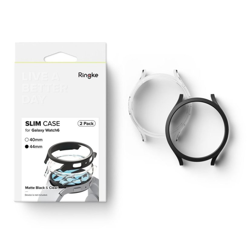 Kryt Ringke Slim 2-Pack Samsung Galaxy Watch 6 (44 mm) Clear & Black