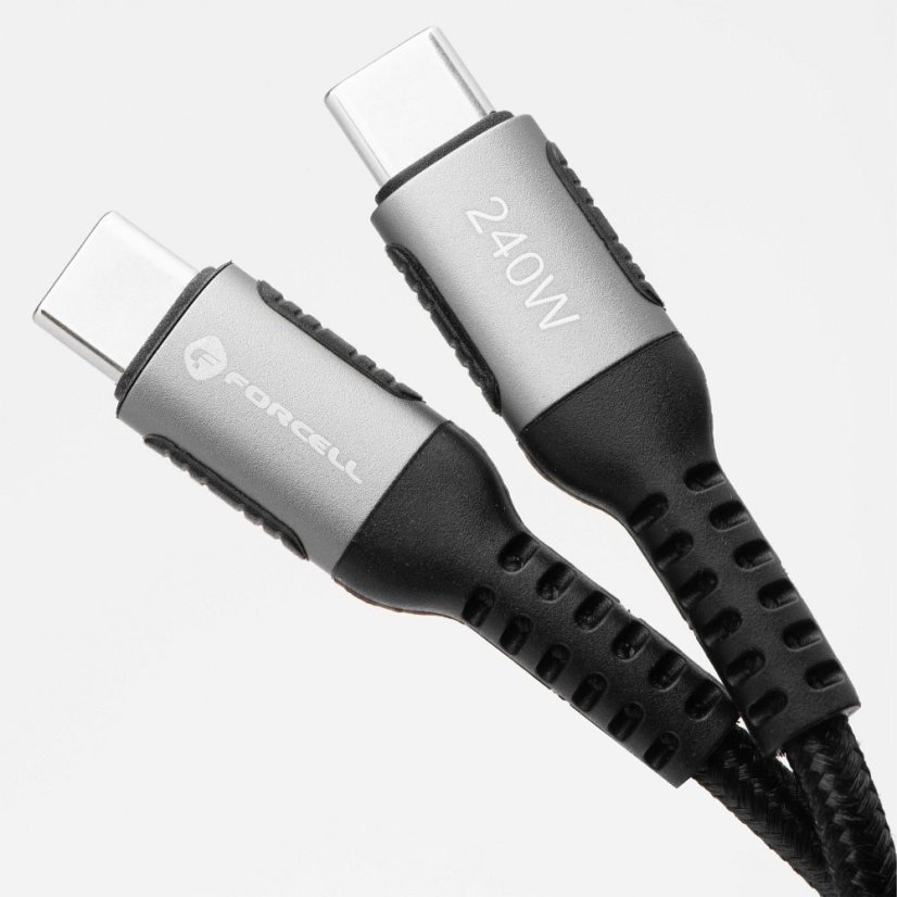 Kábel Cable USB C to USB C Forcell F-Energy Qc4.0 Pd 5A 240W Cafule 1,2 M C263 Black