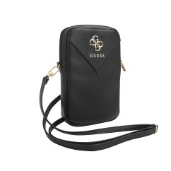Guess PU Grained 4G Metal Logo Taška na Telefon so zipsom Black
