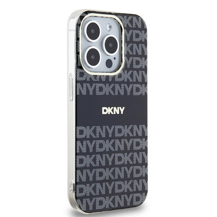 Kryt DKNY Case iPhone 13 Pro Max s MagSafe Dkhmp13Xhrhsek (DKNY Hc Magsafe Pc Tpu Repeat Texture Pattern W/ Stripe) Black