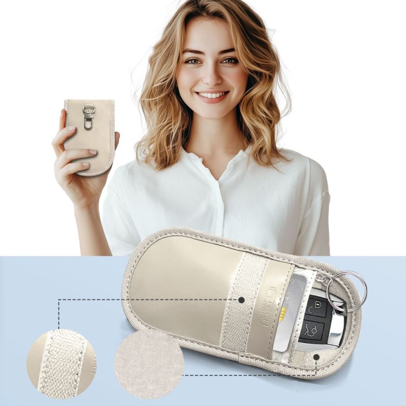 RFID blokátor Klatka Faradaya Tech-Protect Klr100 Pouch Keyless Rfid Signal Blocker Case Caffe Latte