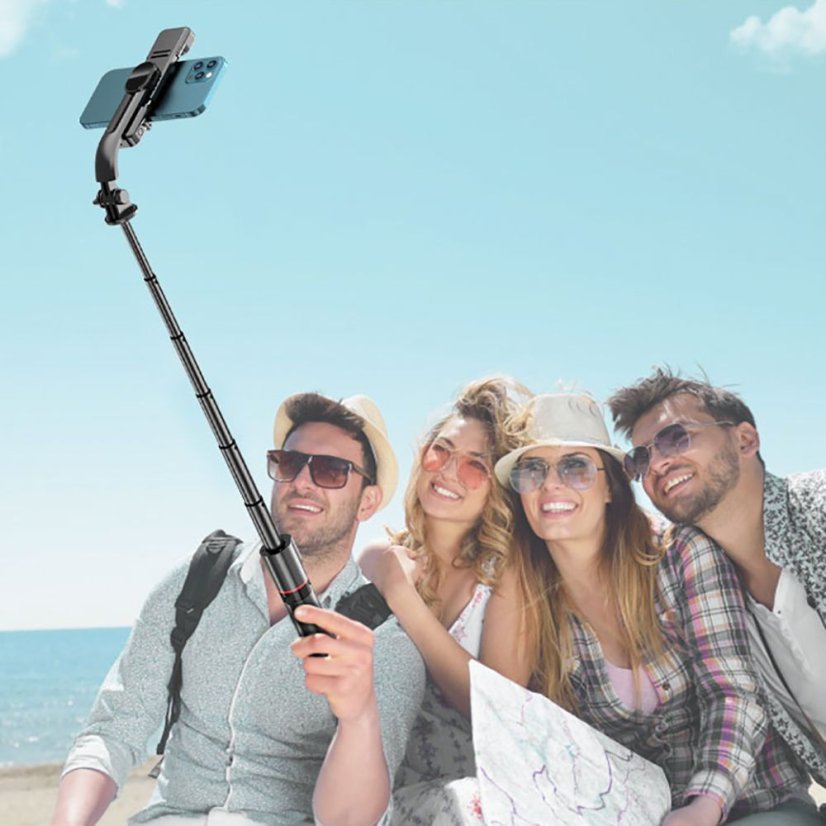 Selfie tyč Tech-Protect L05S Bluetooth Selfie Stick Tripod & Led Light Black