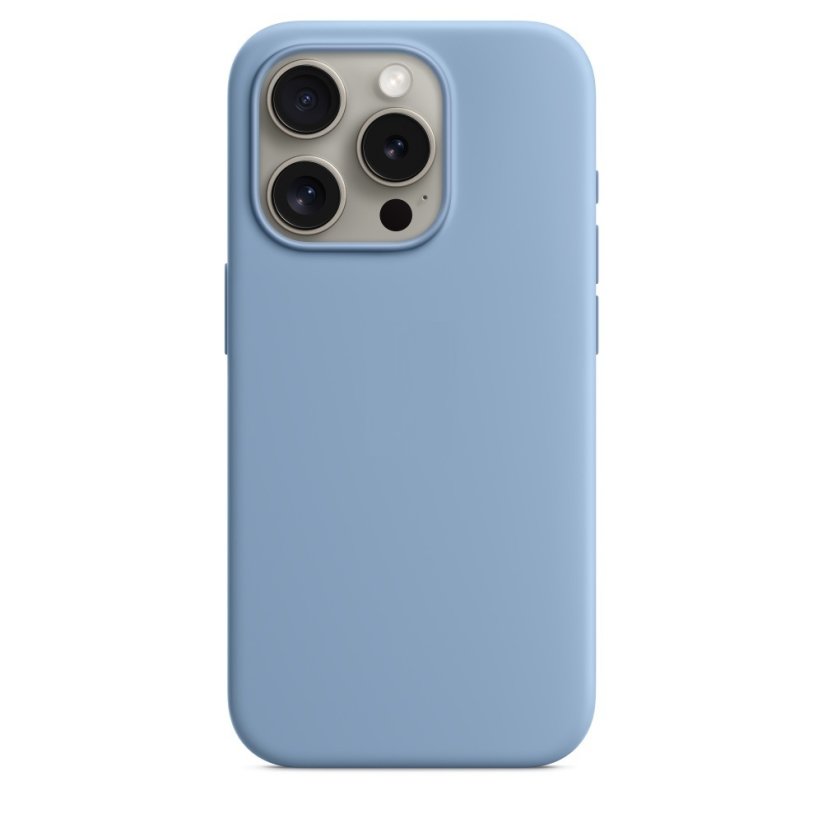 iPhone 15 Pro Max Silicone Case s MagSafe - Winter Blue design (slabomodrý)