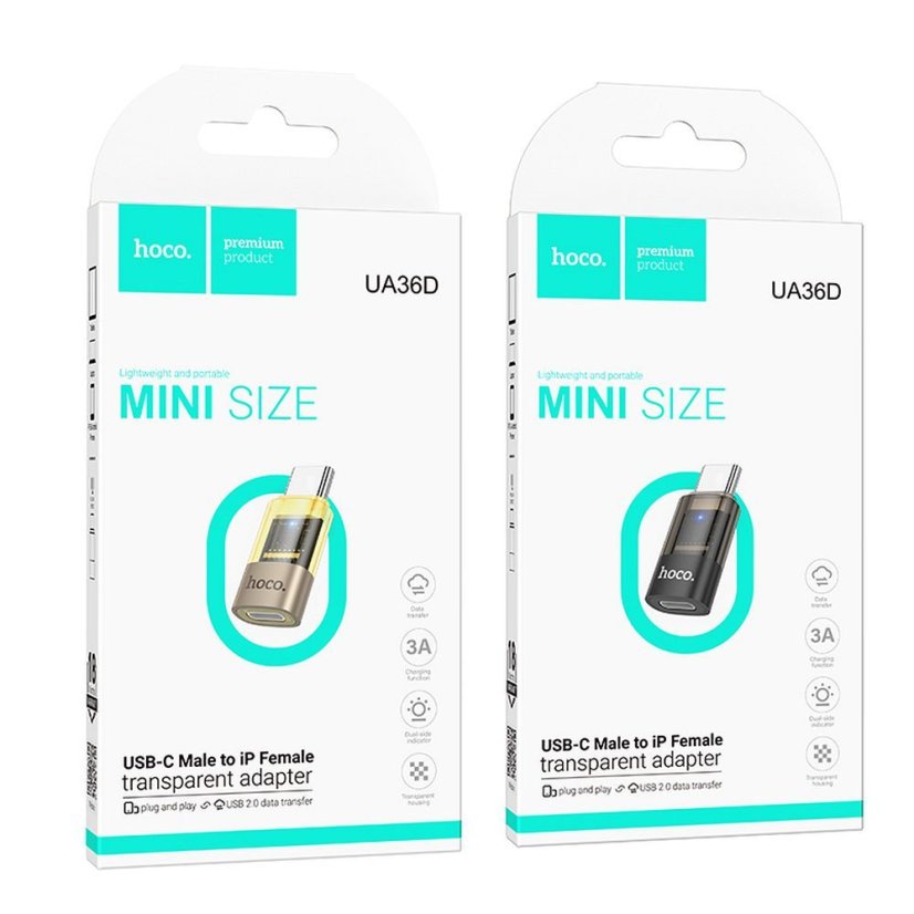 Adapter USB C to Lightning Hoco Ua36D Priesvitný Gold