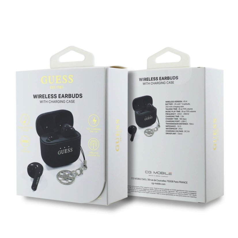 Guess Classic Logo Charm TWS vezeték nélküli fejhallgató Black