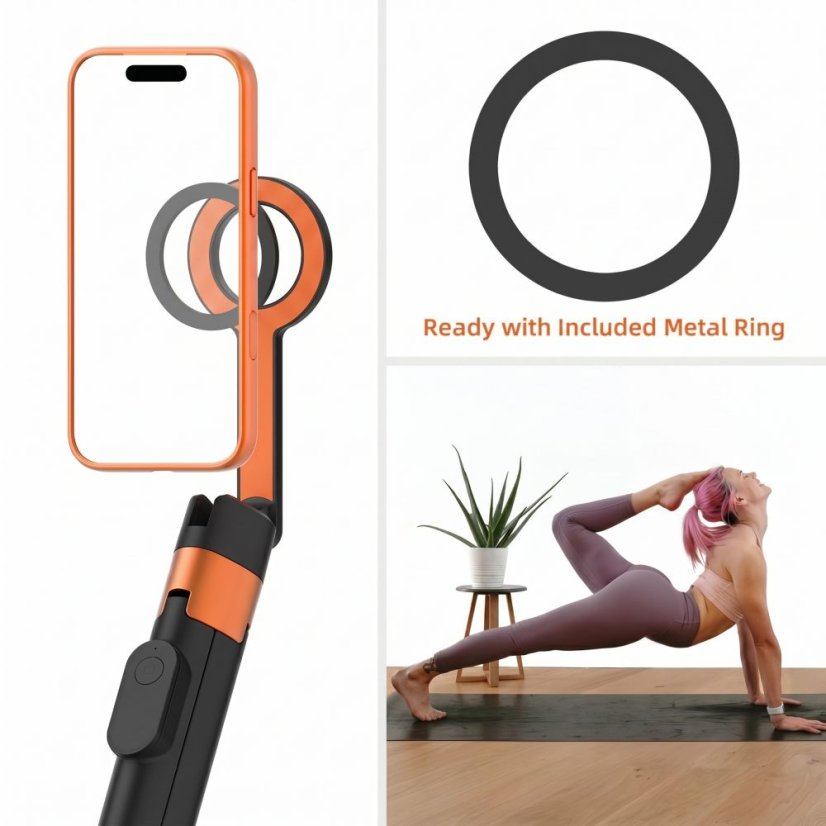 Selfie tyč Tech-Protect L10S Magsafe Bluetooth Selfie Stick Tripod Black/Orange