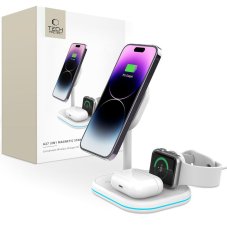 Bezdrôtová nabíjačka Tech-Protect Qi15W-A27 3v1 Magnetic Magsafe Wireless Charger White