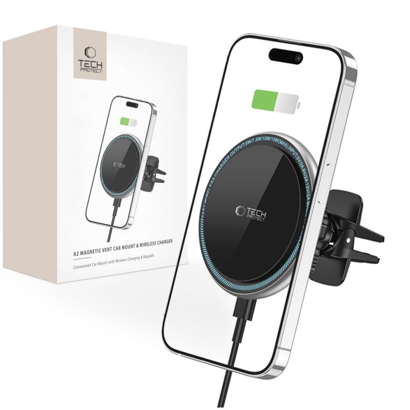 Kryt Tech-Protect A2 Magnetic Magsafe Vent Car Mount Wireless Charger 15W Black