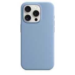 iPhone 15 Pro Silicone Case s MagSafe - Winter Blue design (slabomodrý)