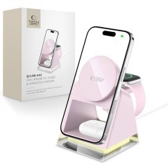 Bezdrôtová nabíjačka Tech-Protect Qi15W-A43 3v1 Magnetic Magsafe Wireless Charger Baby Pink