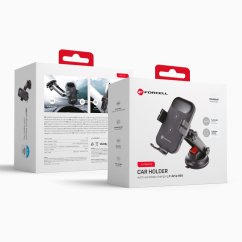 Držiak auta Forcell F-Grip Hs4 Car Holder Windshield / Dasboard With Wireless Charging 15W Black