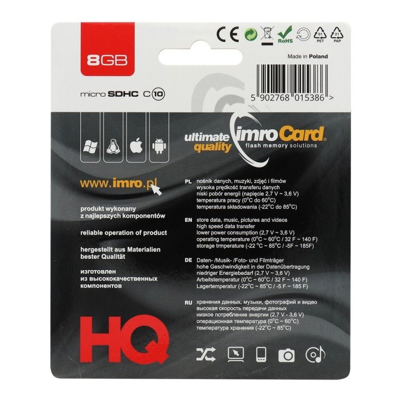Pamäťová karta Imro Memory Card Microsd 8Gb 100Mb/S Class10 Uhs I