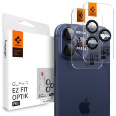 Ochranné sklo zadnej kamery 2ks v balení, set ochranných skiel zadnej kamery Spigen Optik Pro Glas.Tr ”Ez Fit” Camera Protector 2-Pack iPhone 14 Pro / Max / 15 Pro / Max / 16 Pro / Max / 17 Pro / Max Blue Titanium