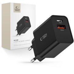 Nabíjačka do siete Tech-Protect Nc30W 2-Port Network Charger PD30W/QC3.0 Black