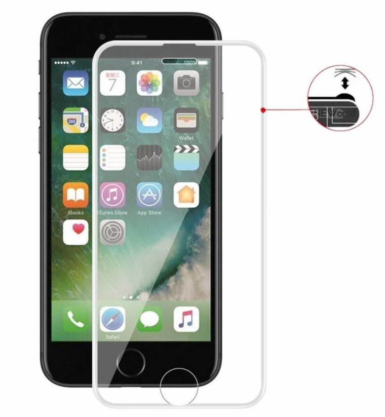 5D Hybrid ochranné sklo iPhone 7/iPhone 8/SE 2020/2022 s tvrdenými okrajmi - biele