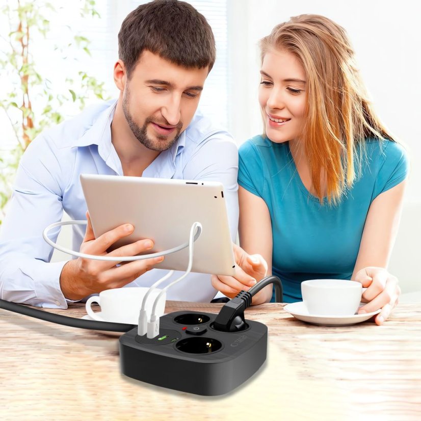 Tech-Protect Pcs3X4 Power Strip 2 Usb & 2 Type-C & 3 aljzat 200cm Black