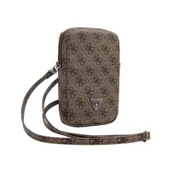 Guess PU 4G Triangle Logo Taška na Telefon so zipsom Brown