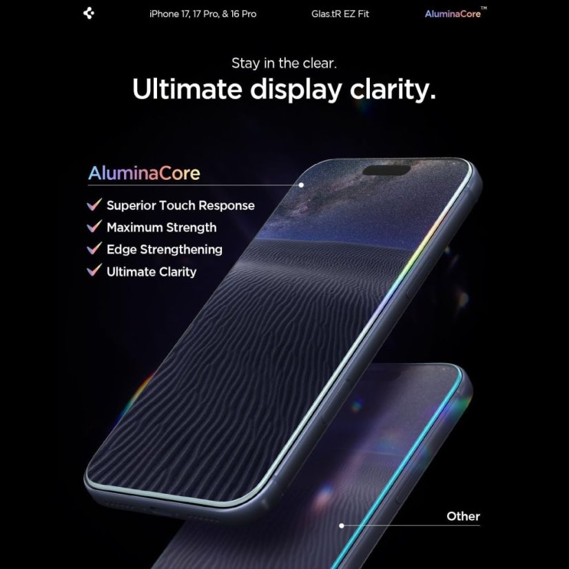 edzett védőüveg Spigen Glas.Tr "Ez Fit Ac" 2-Pack iPhone 16 Pro / 17 / 17 Pro átlátszó