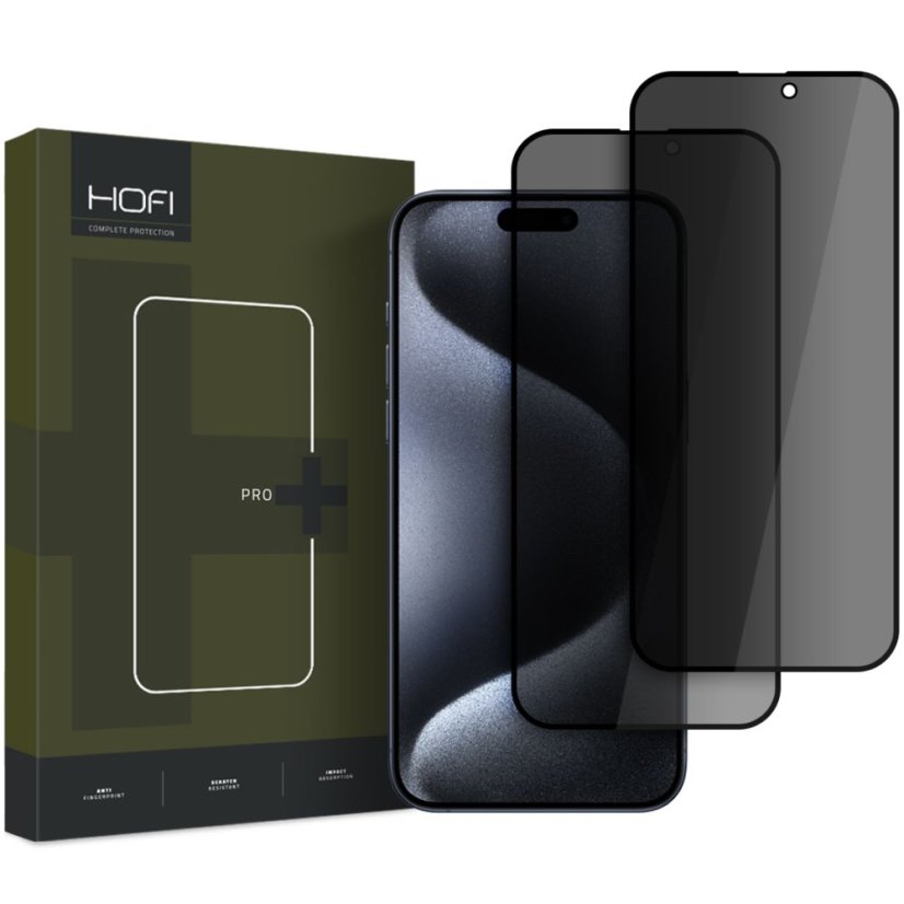 2ks v balení, set Anti-Spy ochranných skiel Glass Pro+ 2-Pack iPhone 16 Pro / 17 / 17 Pro Privacy