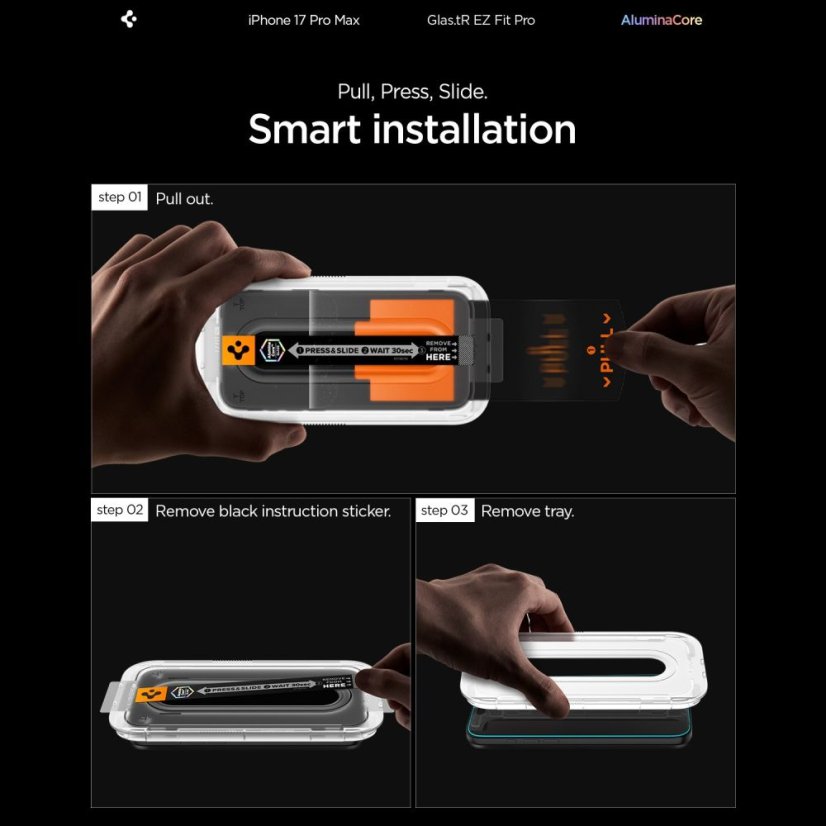 edzett védőüveg Spigen Glas.Tr "Ez Fit Pro Ac" iPhone 16 Pro Max / 17 Pro Max átlátszó