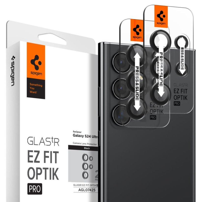 Ochranné sklo zadnej kamery Spigen Optik.Tr ”Ez Fit” Camera Protector 2-Pack Samsung Galaxy S24 Ultra Black