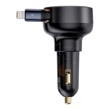 Nabíjačka auta Baseus Car Charger Type C + Retractable Cable Lightning Pd3.0 Qc4.0 3A 55W Cctxp-Cc / C00057803111-00 Black