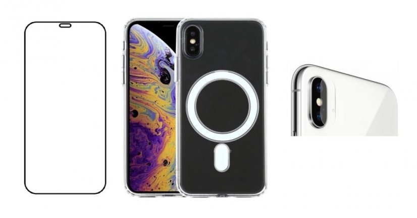 3PACK - Hydrogel + Crystal Air kryt s MagSafe + ochranné sklíčko kamery pre iPhone XS Max