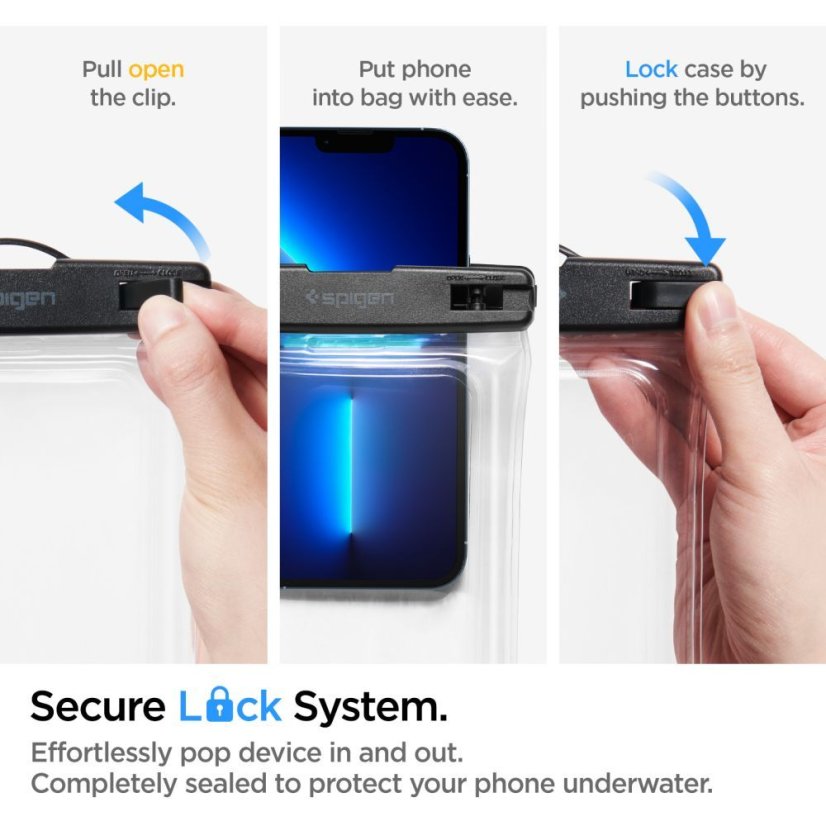 Vodeodolné púzdro Spigen A610 Universal Waterproof Floating Case Crystal Clear
