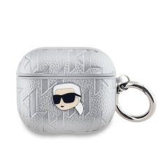 Karl Lagerfeld PU Embossed Karl Head púzdro pre AirPods 3 Silver Karl Lagerfeld PU Embossed Karl Head púzdro pre AirPods 3 Silver